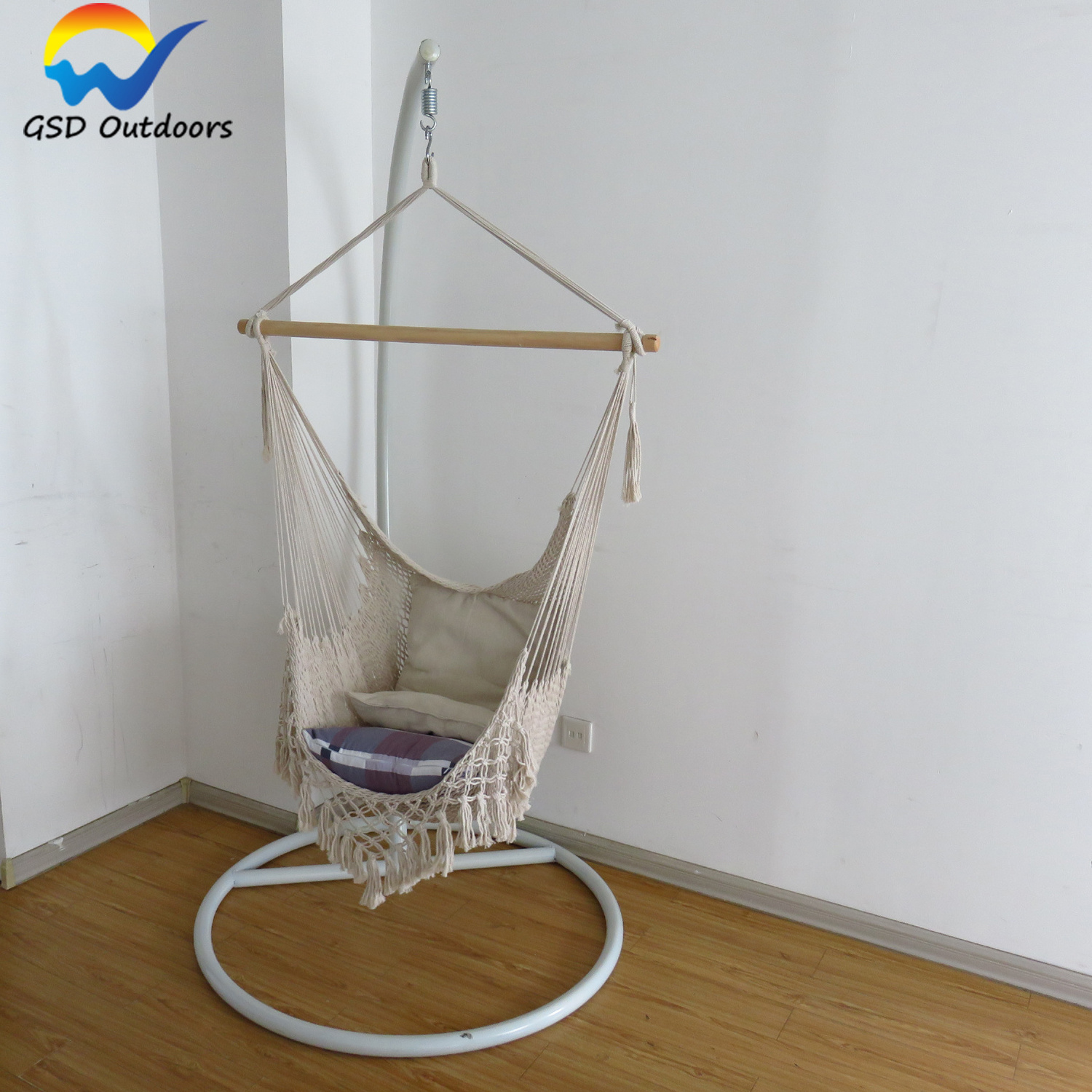 Macrame Garden Patio Swinging Chairs With Tassels Indoor Ceiling Netting Hanging Chair Soft-Spun Cotton Rope Weaving Chair