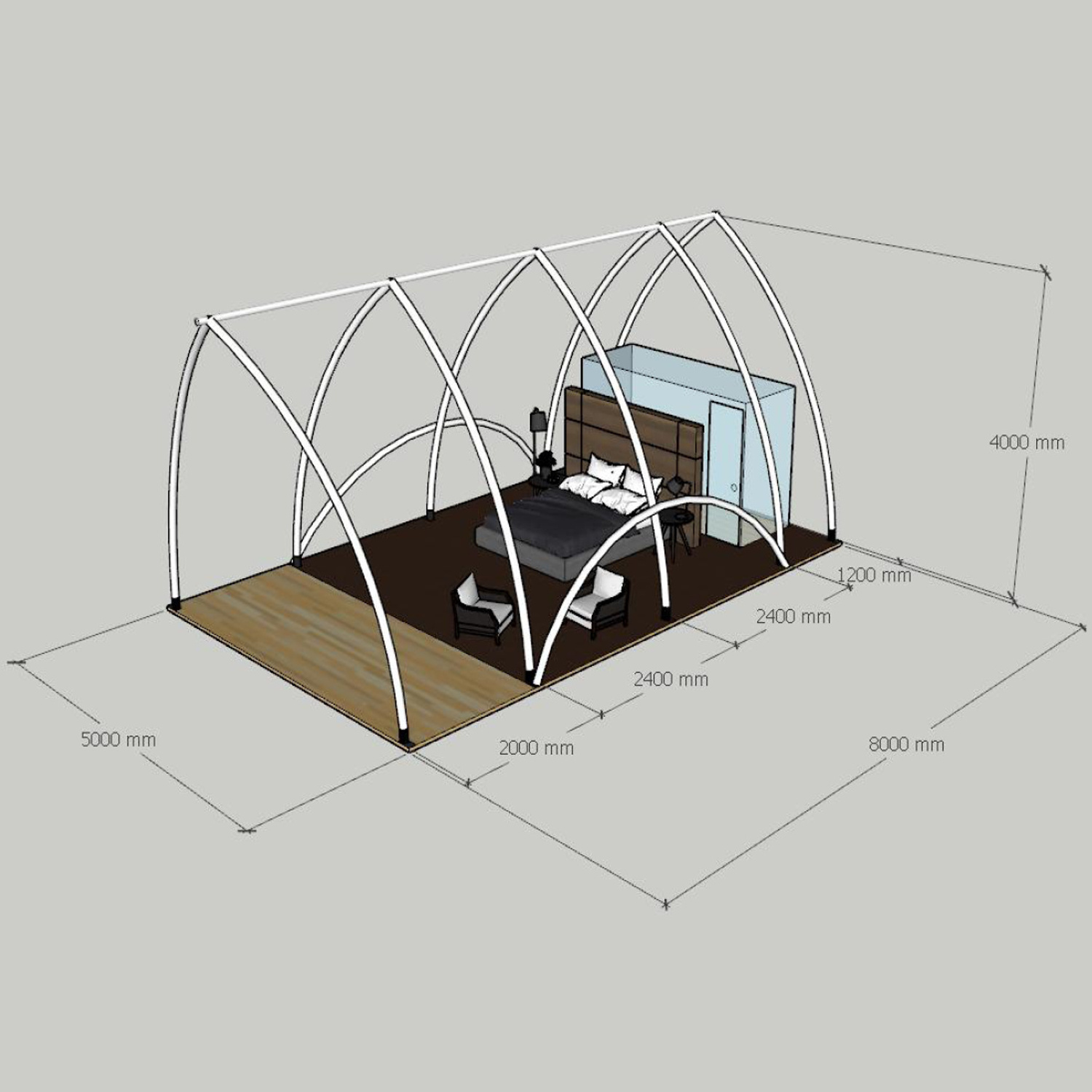 Outdoor Desert Glamping Luxury Hotel Tent Waterproof Camping Safari Resort Tent with Bedroom Sailing Shape Restaurant Tent