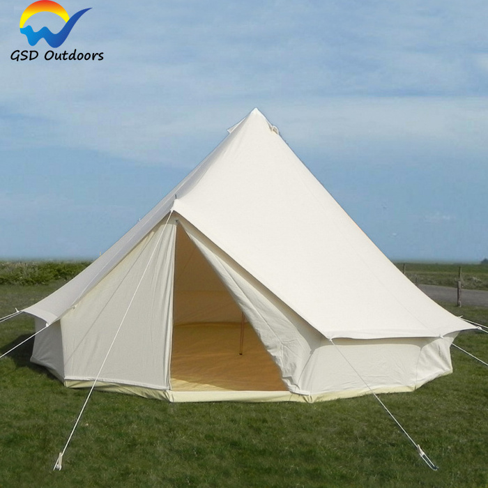 Luxury Outdoor Waterproof Four Season Family Camping Winter Glamping Cotton Canvas Yurt Bell Tent with Mosquito Screen Door