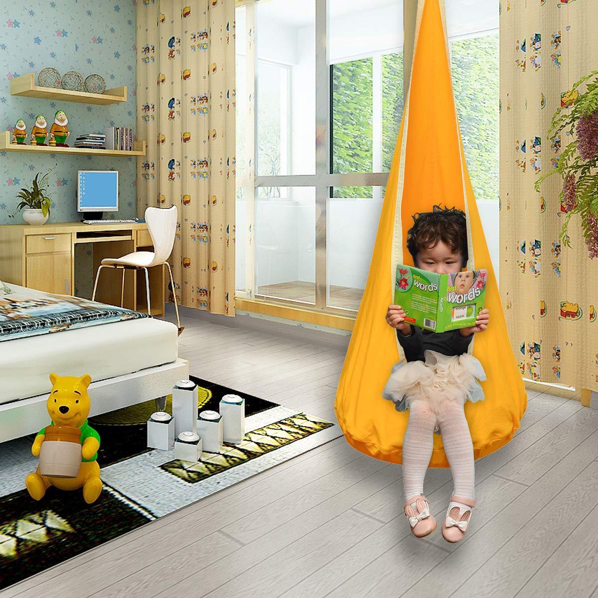 GodsWord Indoor Swing Hammock Hanging Chair Outdoor Kids Hanging Pod Swing Seat Hammock 100% Cotton Child Hammock Chair