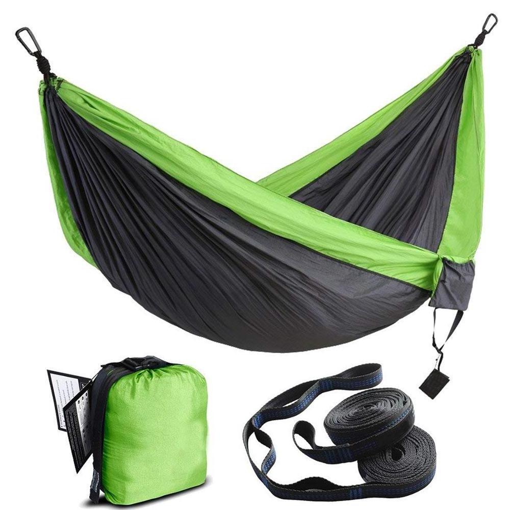 GSD Outdoors Lightweight Portable Nylon Parachute Double Tree Straps Travel Camping Hammock Bed Outdoor Camping Hammock Bed