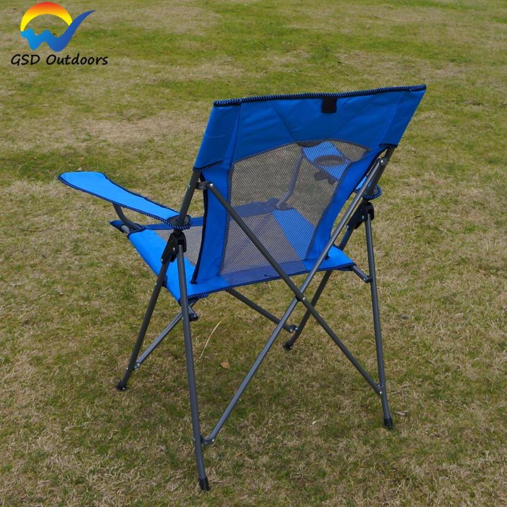 GSD Backrest Chair Outdoor Waterproof Camping Chair Foldable Adult Beach Chair with Armrest Holder and Storage Carry Bag