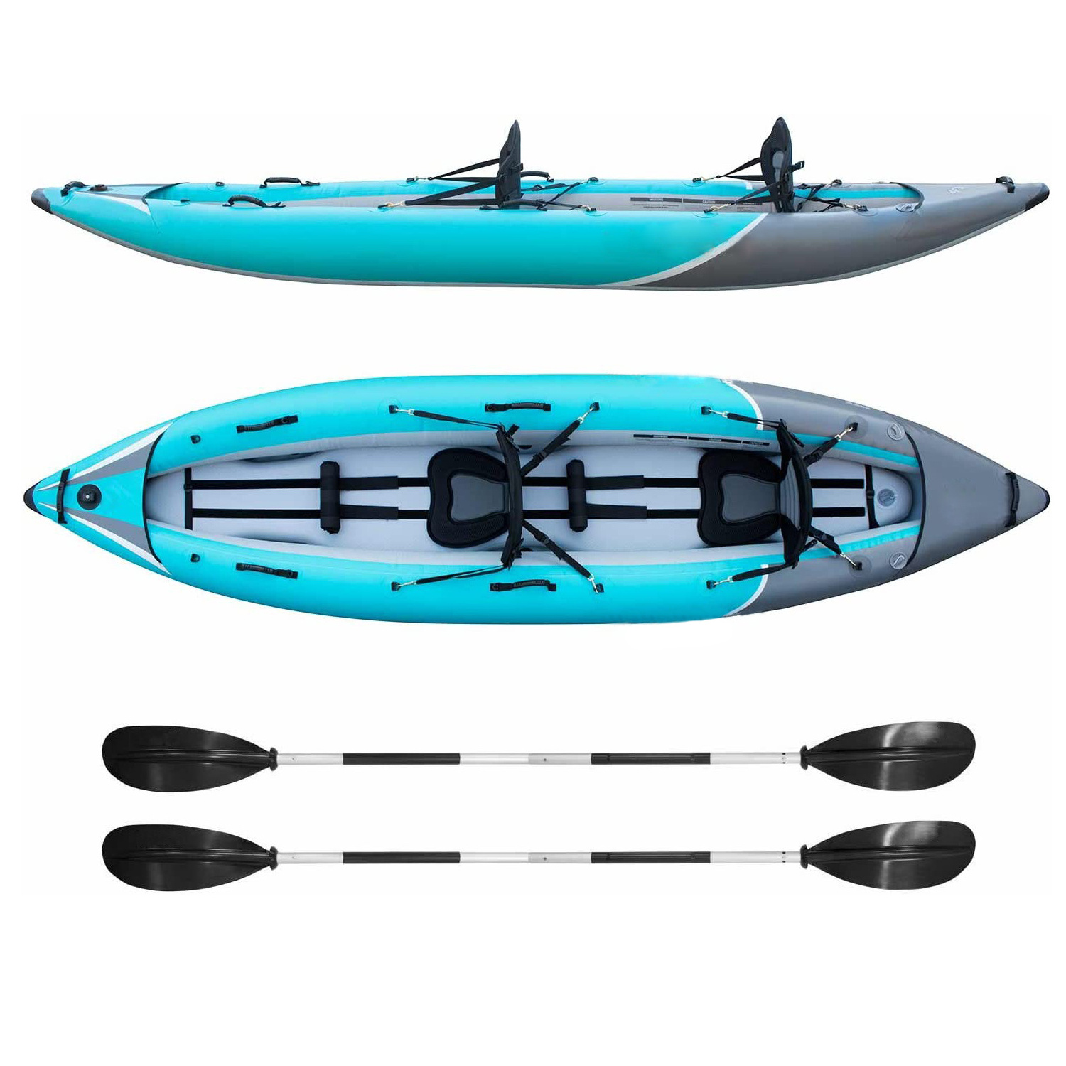 Inflatable Kayak Portable Adult Touring Boat Set with Aluminum Paddle and Air Pump Foldable 2 Person Lightweight Kayak Boat