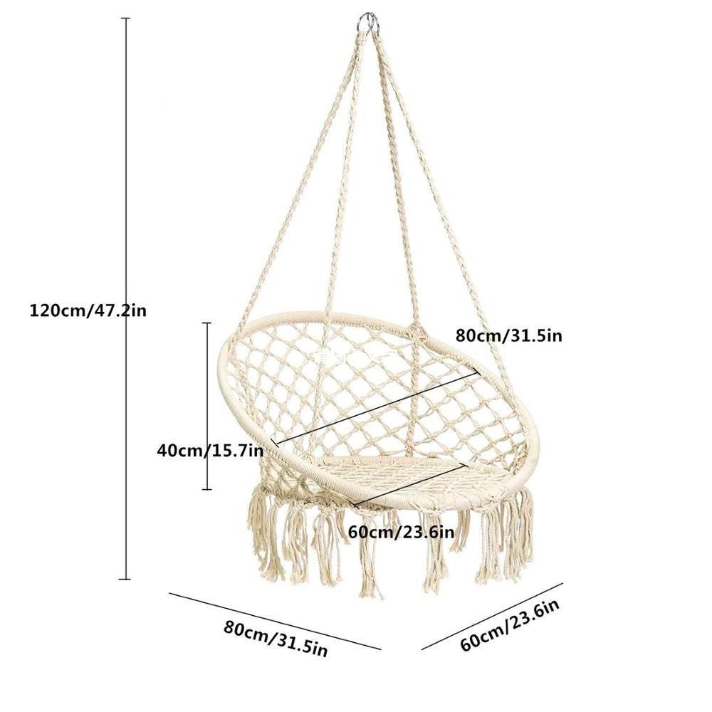 GSD Outdoor Hanging Cotton Macrame Rope Hammock Lounge Swing Chair Indoor Hanging Leisure Swing Chair Hammock