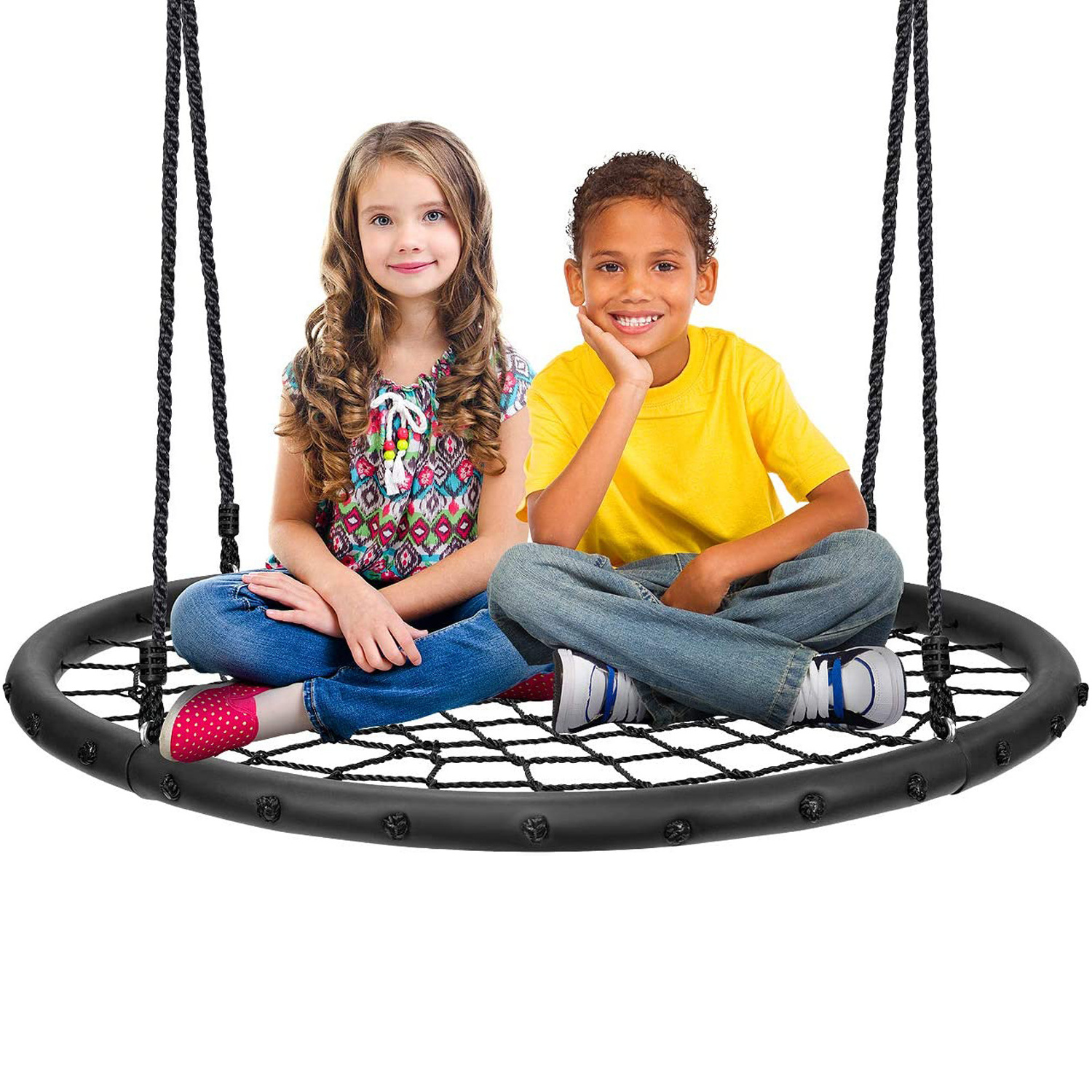 GSD Outdoor Patio Netting Swing Chair For Kids outdoor Garden Kids Play Hanging Swing Chair Children Round Web Swing Pod Chair