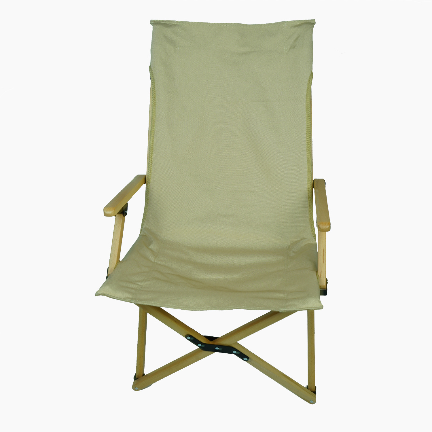 Outdoor Folding Armrest Fishing Wooden Camping Beach Chair Beech wood Frame Portable Foldable Canvas Deck Chair with Armrest