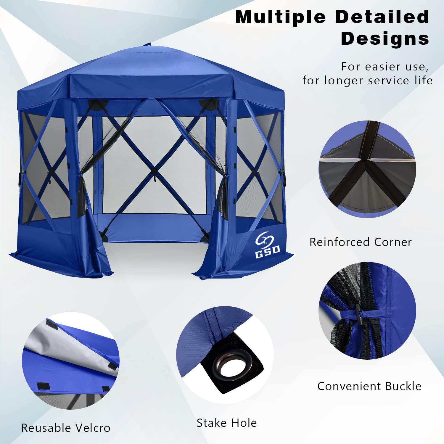 GodsWord Style Outdoor Camping Hexagonal Automatic Canopy Dome Tent 5-6 Person Portable Gazebo Family Party Screen Pop Up Tent