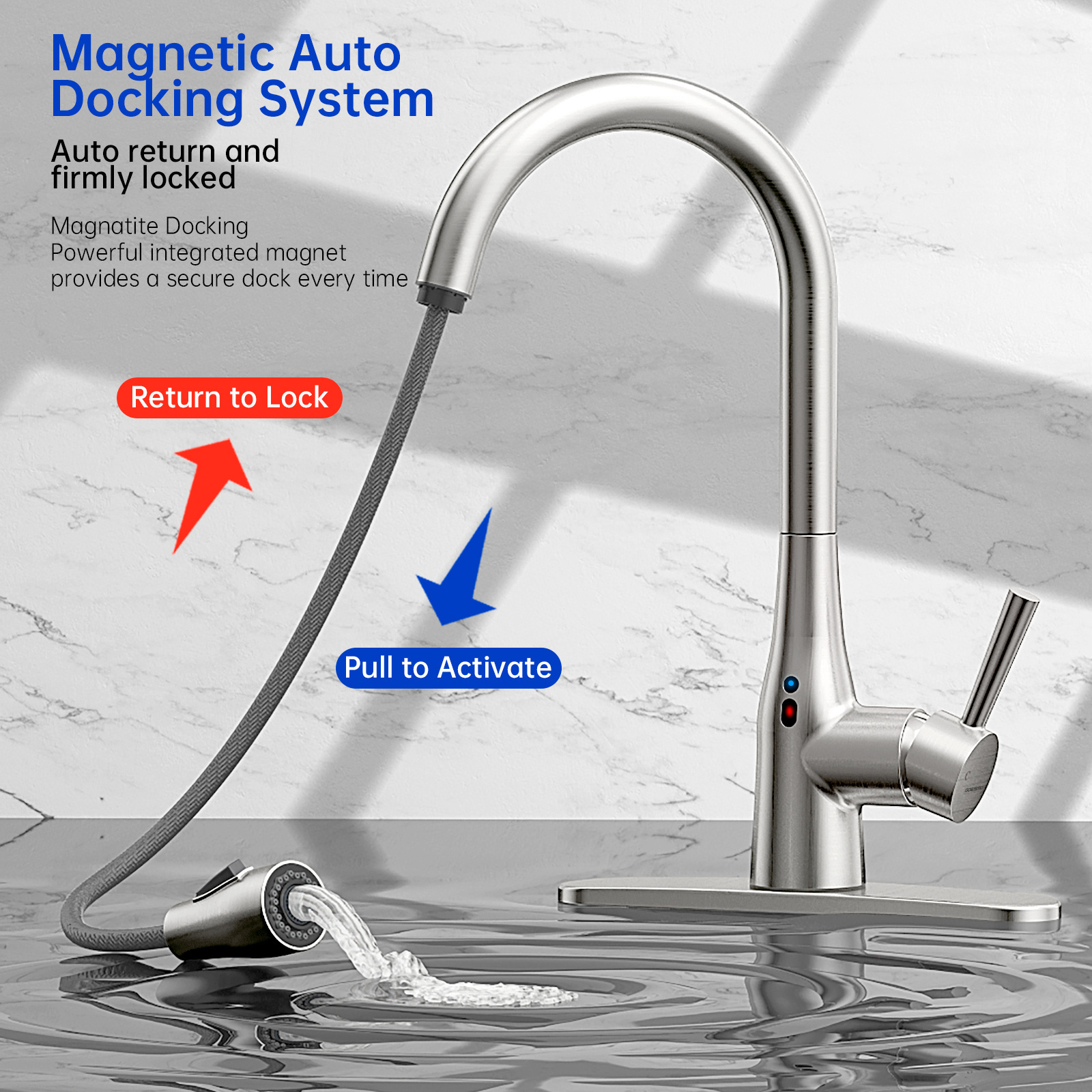 Smart Faucet WiFi APP Control Water Quality Monitoring Pull Down Infrared Faucet Touchless Automatic Kitchen Sensor Sink Faucet