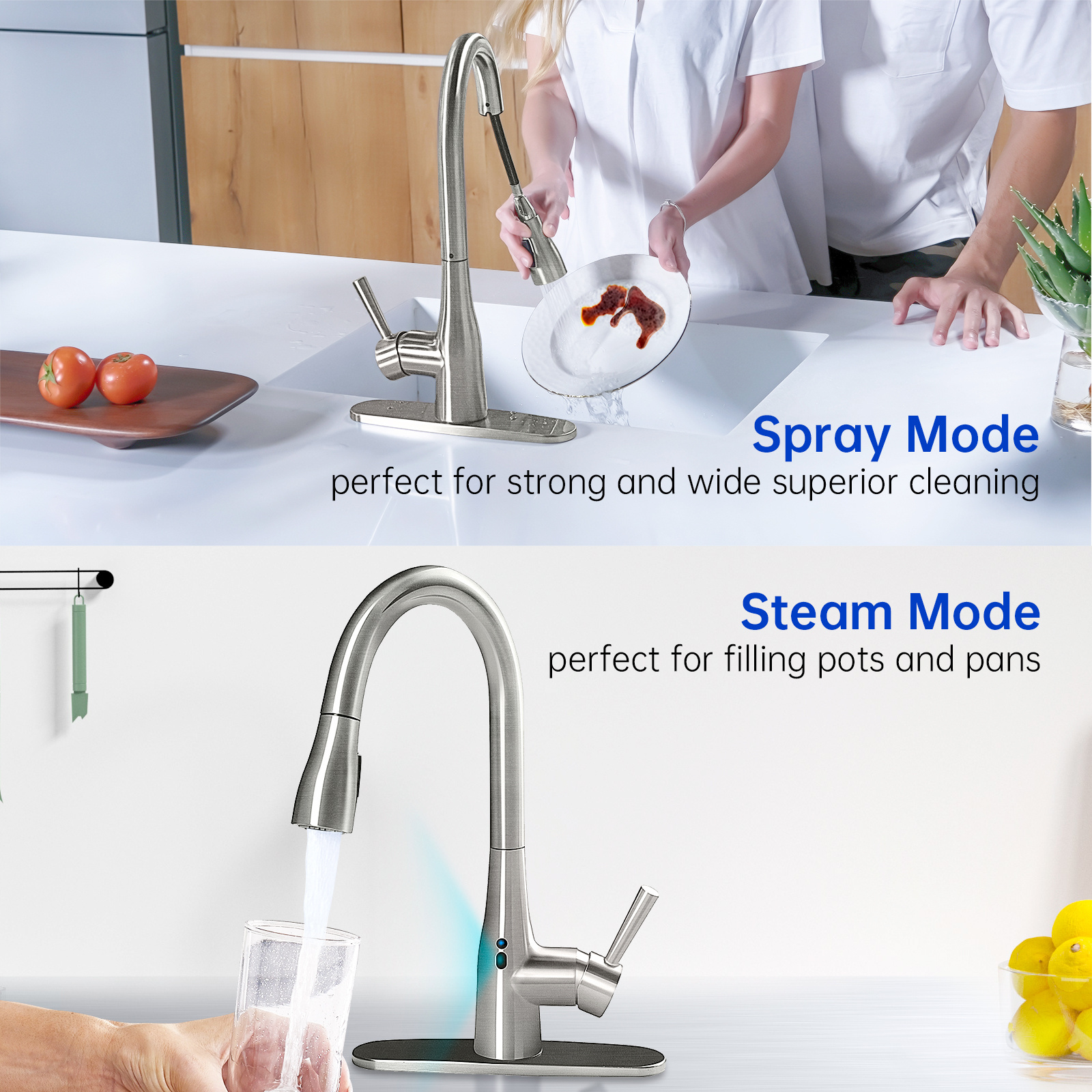 Smart Faucet WiFi APP Control Water Quality Monitoring Pull Down Infrared Faucet Touchless Automatic Kitchen Sensor Sink Faucet