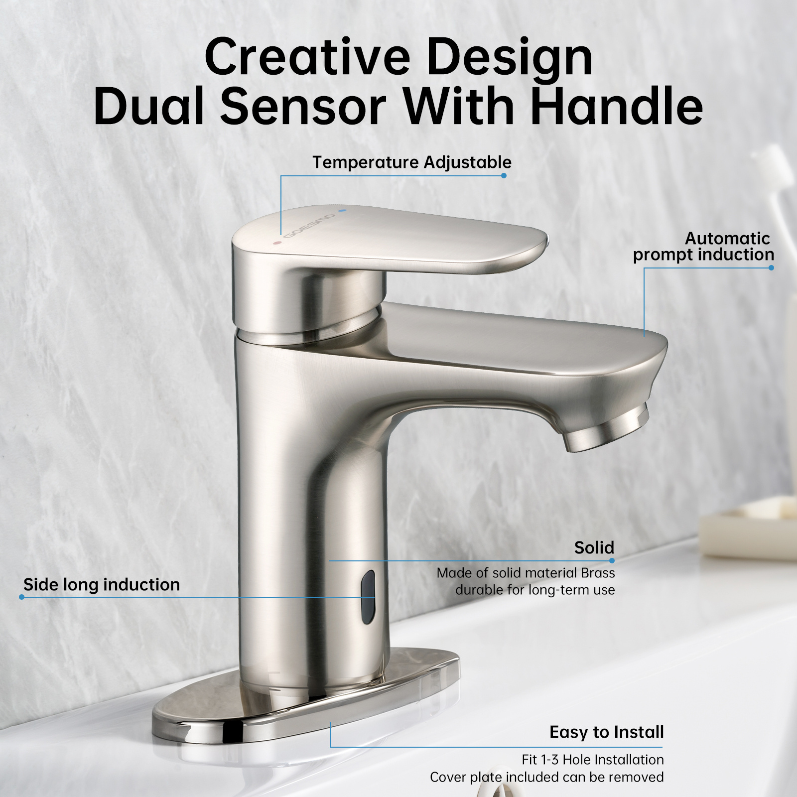 Automatic Sanitary Ware Faucet Single Handle Wash Basin Faucet Unique Design Automatic Shut Off Bathroom Faucet