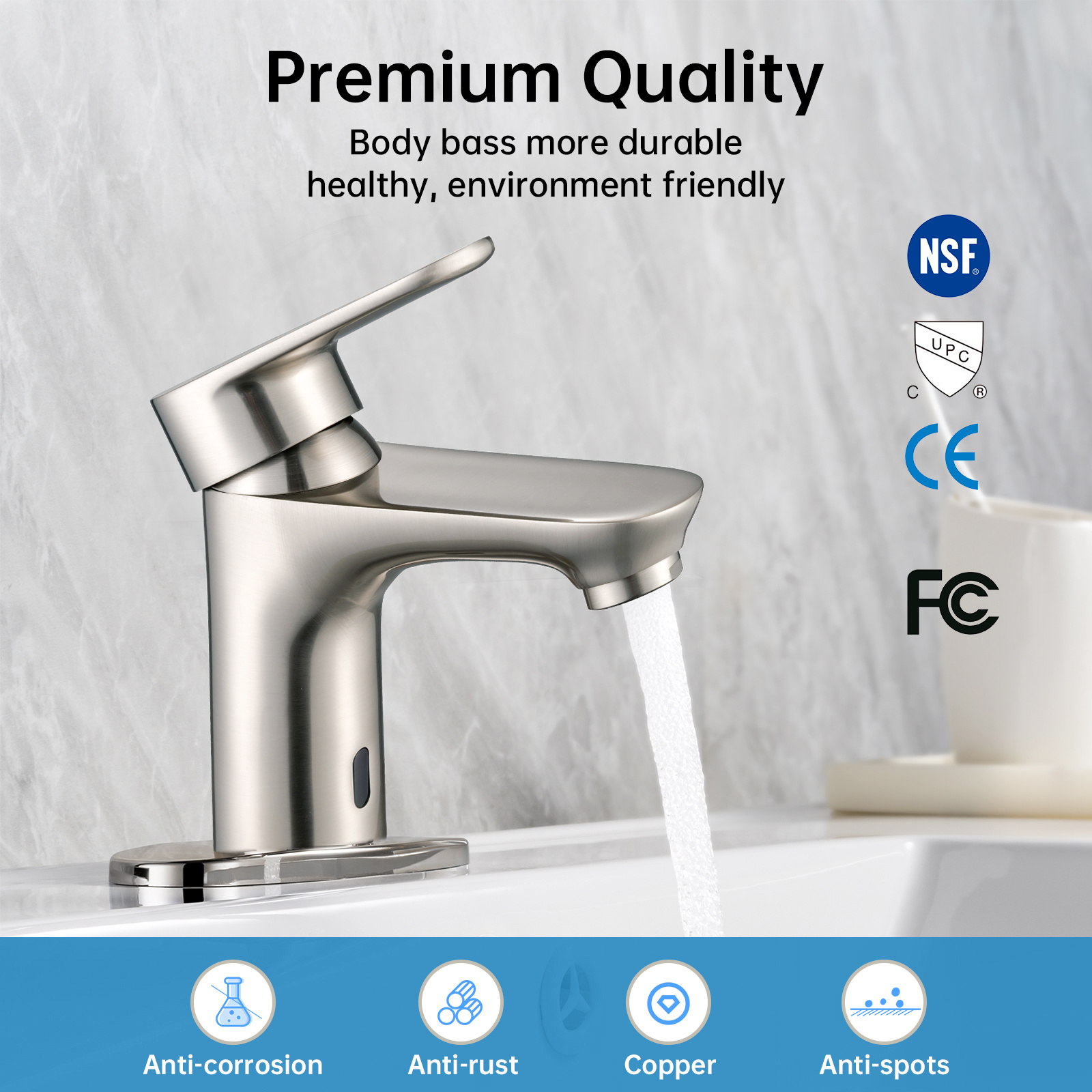 Automatic Sanitary Ware Faucet Single Handle Wash Basin Faucet Unique Design Automatic Shut Off Bathroom Faucet