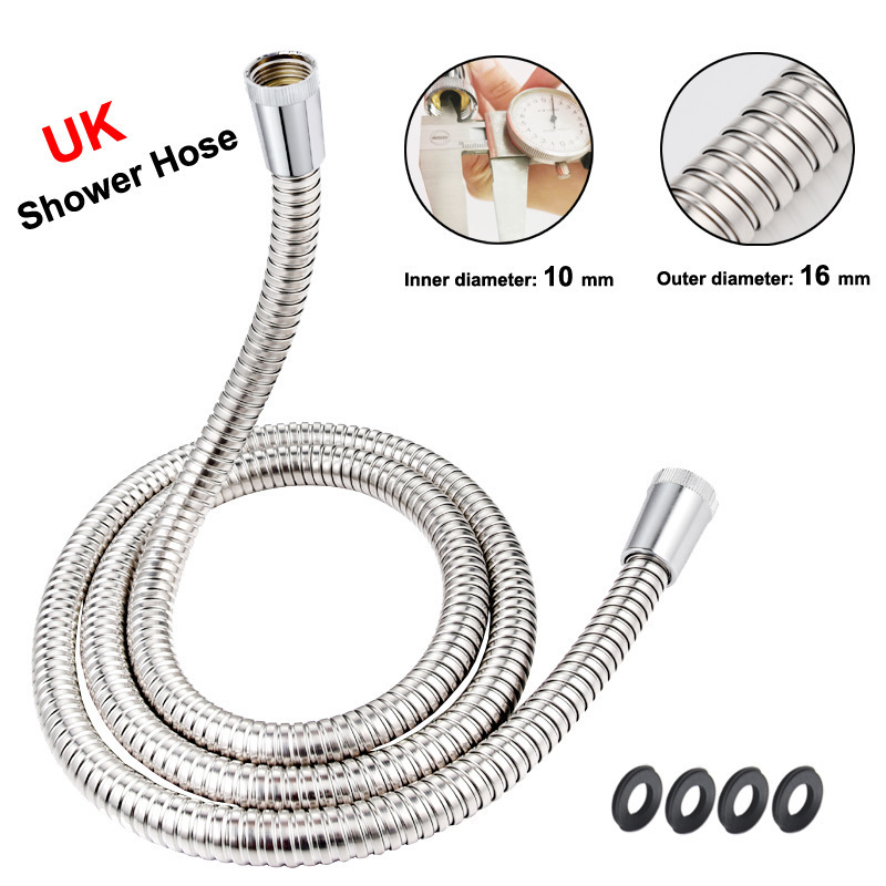 Sanitary Flexible Shower Hose 1.5m 16mm Thick Fitting Flexible Hose Pipe Stainless Steel Flexible Shower Hose