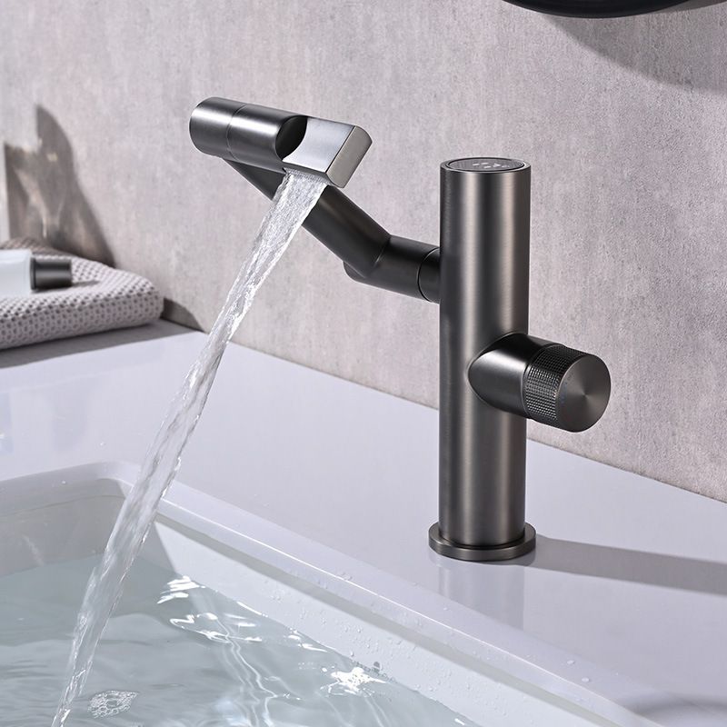 New Trends Brass Modern Small Sink Waterfall Faucets Rotating Sink Kitchen Bathroom Matte Black Bsain Faucet