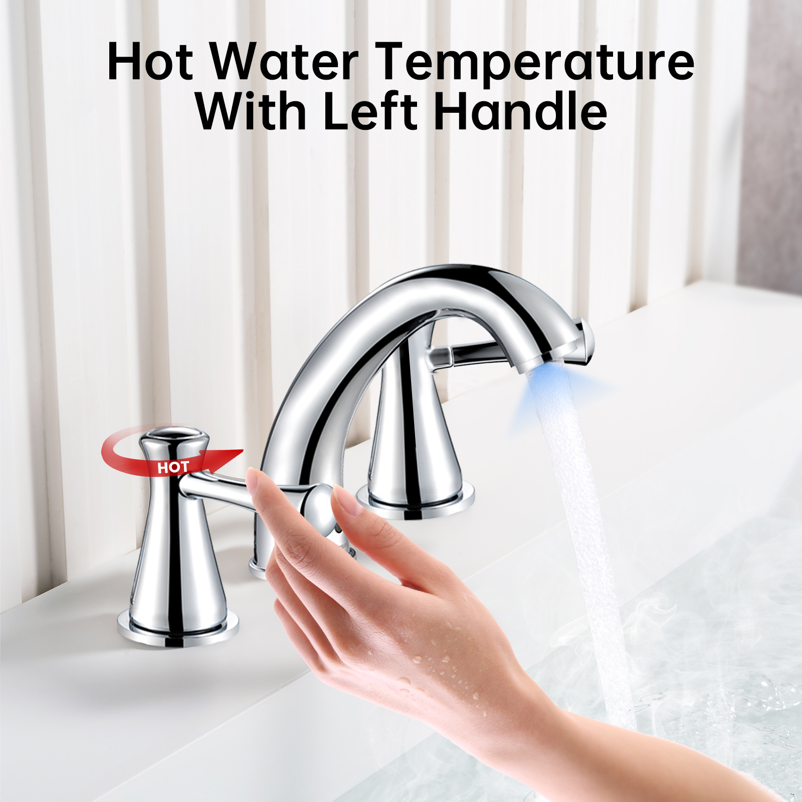 Luxury Deck Mounted Basin Faucet Hot Cold Water Touchless Sensor Three Hole Two Handle Chrome Automatic Bathroom Faucet Tap