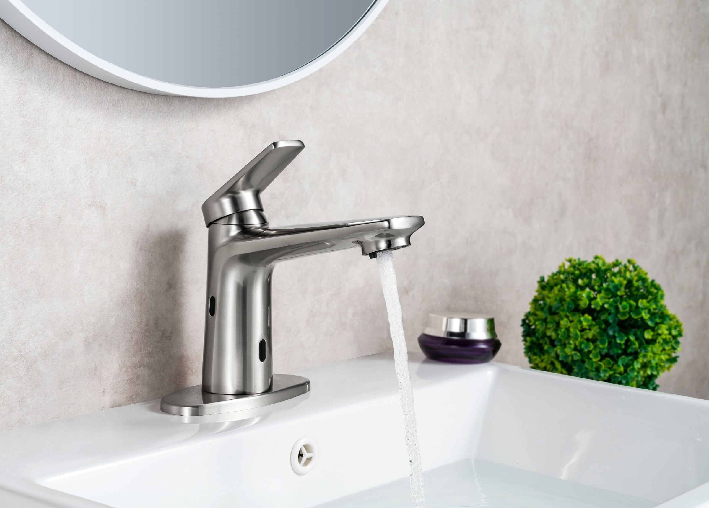 Modern touchless sensor soap dispenser faucet bathroom basin water mixer taps single handle vanity 2 in 1 automatic faucet