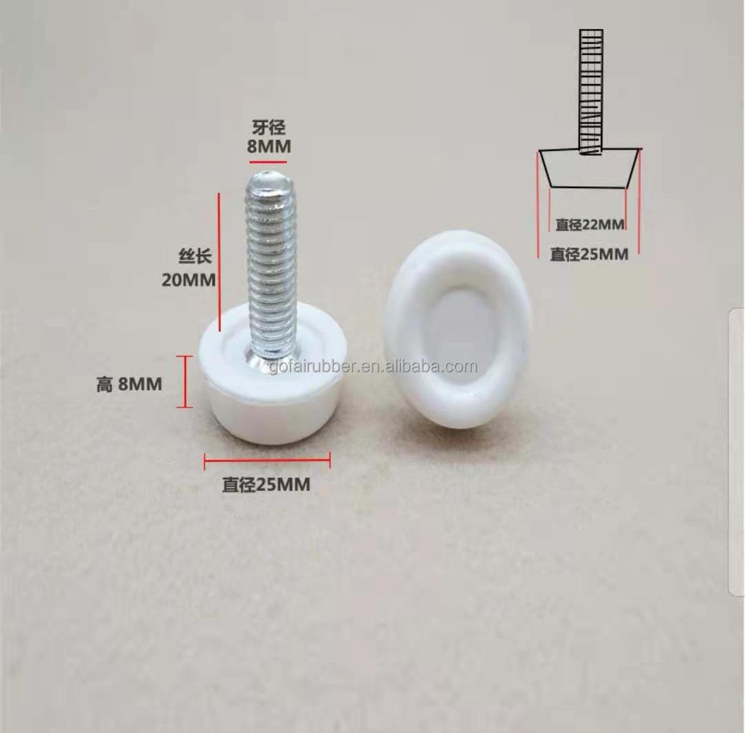 Plastic Nylon Clear and white Tubing Adjuster Screw Tilt Furniture Glide Chair Adjustable Leveling Feet Tube Insert with Thread