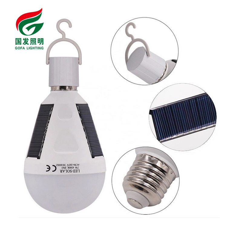 Outdoor Waterproof Wireless Solar Powered Rechargeable  Energy Saving 7W 12W 30W Led Intelligent Emergency Solar Led Light Bulb