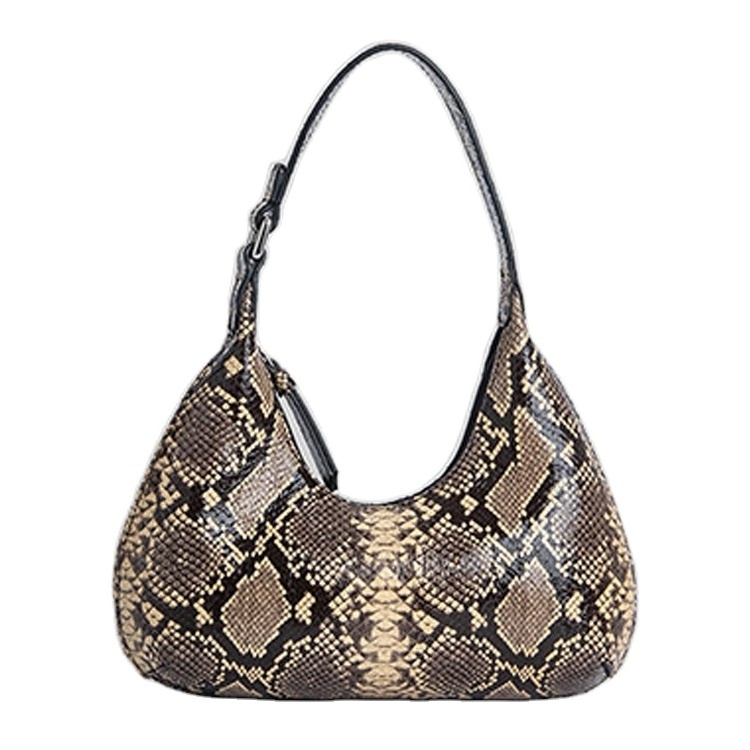 Custom snake skin python print ladies snake skin leather female shoulder hand bag women handbags purse