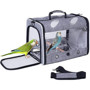 Portable Bird Carrier Tote Bag Custom Pet Bag Parrot Travel Carrier Backpack with Wooden Stand Perch