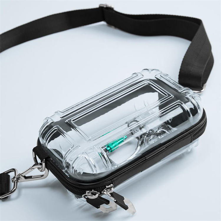 Wholesale Custom Logo Pvc Transparent Crossbody Bag Mini Suitcase Shape Makeup Bag Clear Cosmetic shoulder bag