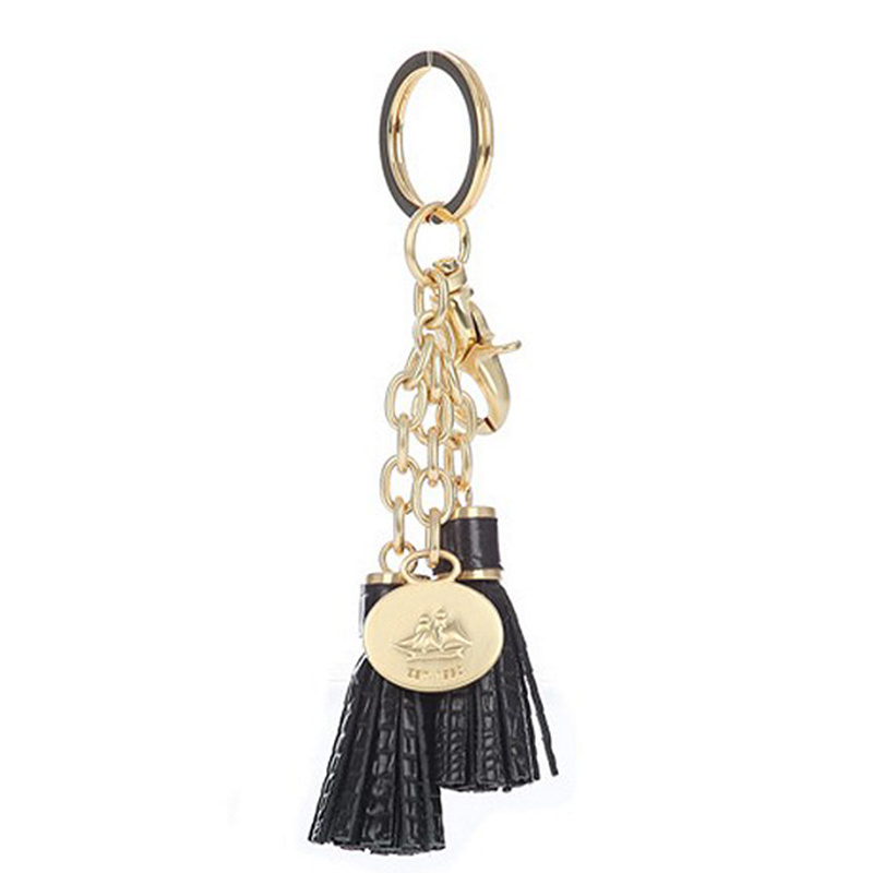 Custom fashion croc crocodile tassel key chain ring holder pu vegan leather keychain