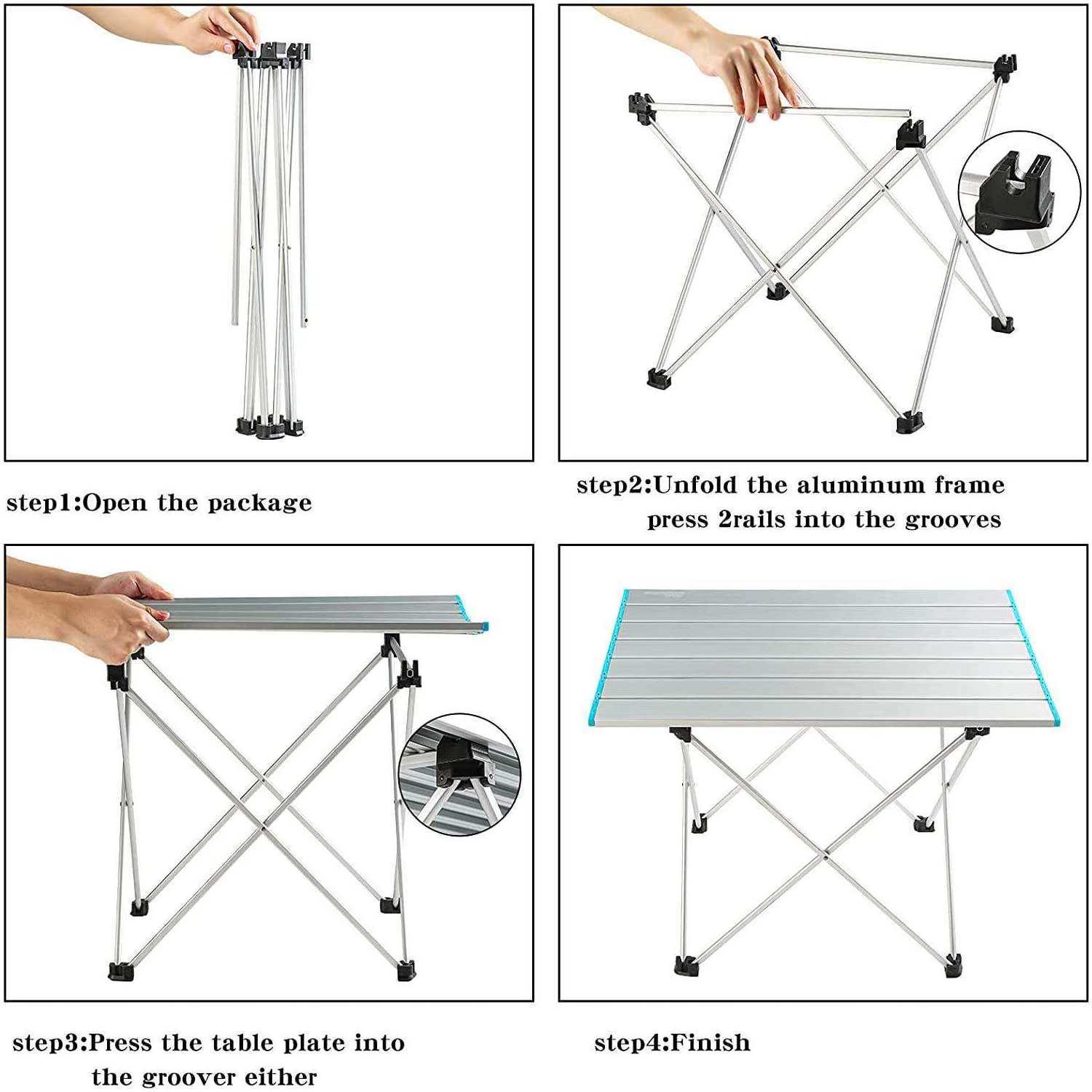 Custom Logo Outdoor Furniture Oxford Fiber Aluminum Portable Foldable Folding Table And Chair Set For Camping Picnic Events