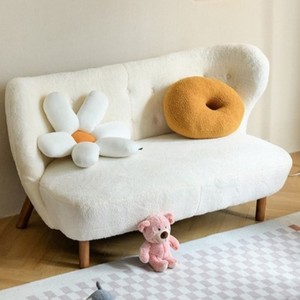 Scandinavian Modern Lounge Upholstered Solid Wood Lamb Wool Cuddle White Couch Sofa Chairs For Living Room