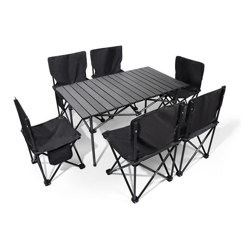 Custom Logo Outdoor Furniture Oxford Fiber Aluminum Portable Foldable Folding Table And Chair Set For Camping Picnic Events