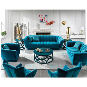 German Sofas Indoor Set Furniture Italian Luxury Living Room Blue Velvet Fabric Designs Love Seat Shell Sofa