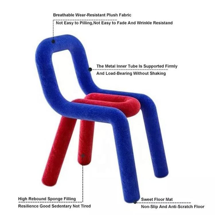 French Creative Shaped Special Paperclip Net Milano Versailles Red Lamb Fleece Cute Stool  Leisure Children Kids Lounge Chair