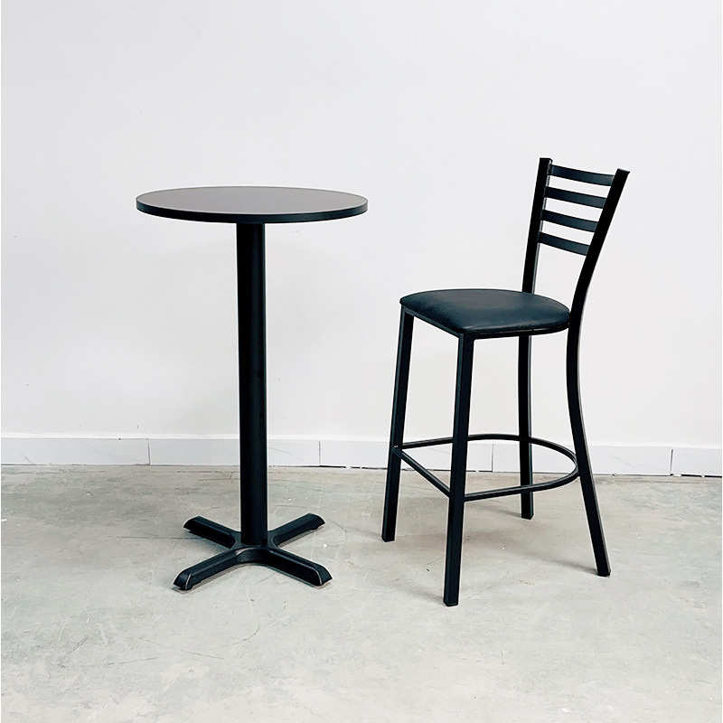 Modern Fast Food Restaurant Industrial Table And Black Gold Dining Leather Metal High Chair Bar Stool