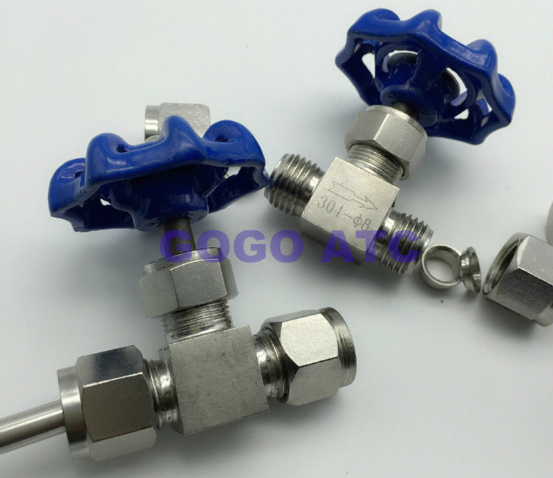 High quality Adjustable needle valve O.D3 4 6 8 10 12 14 16mm hard tube stainless steel 304 Flow Control shut off crane straight needle valve