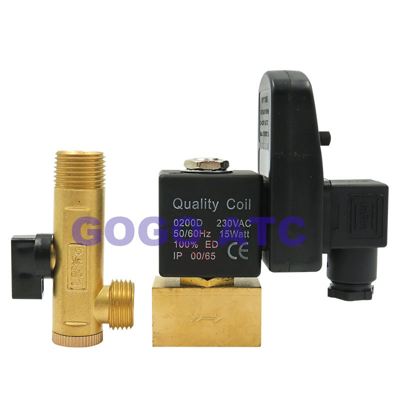 GOGO Split electronic drain valve A15 B15 B15 D15 G15 E15 Full copper timing automatic drainer Air compressor solenoid valve Siamese