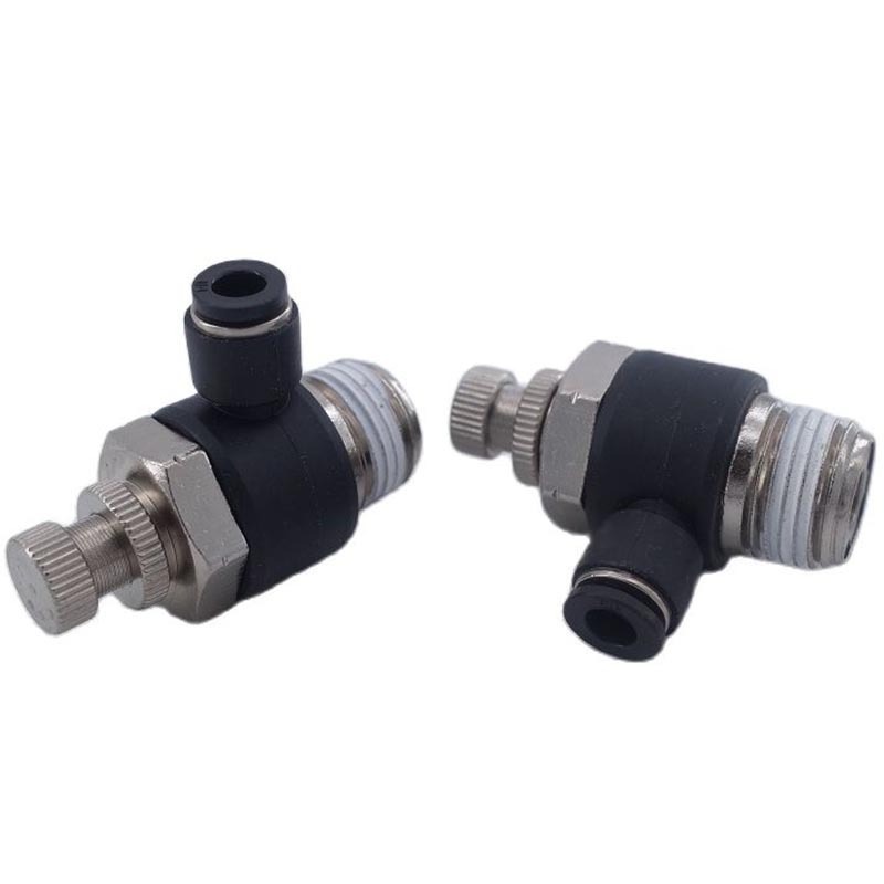 New Inch air pipe quick insert SC1/4 3/8 5/32 5/16 1/2 3/16 American NPT male thread regulating valve L type speed control valve