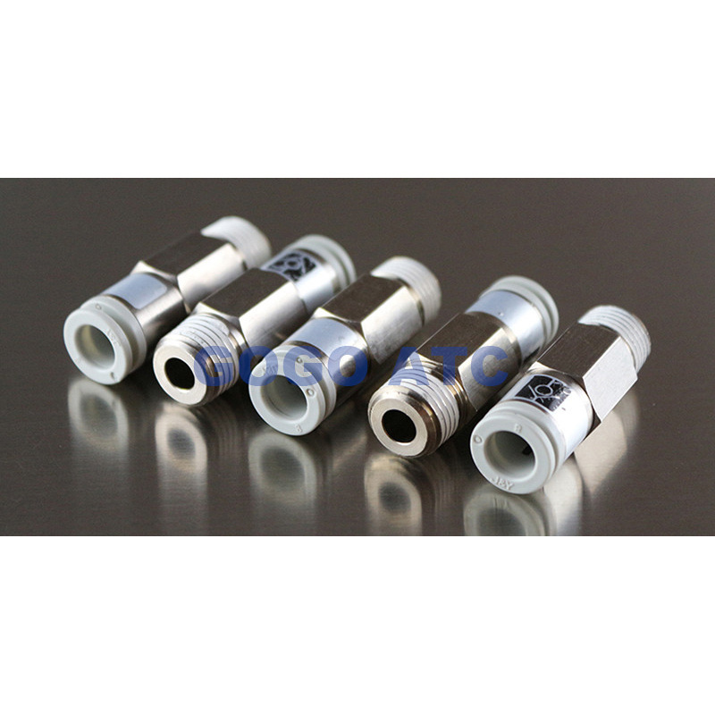 SMC type fittings AKH06B-01S O.D 6mm thread Rc 1/8 male thread straight type way check valve one-touch fittings with copper