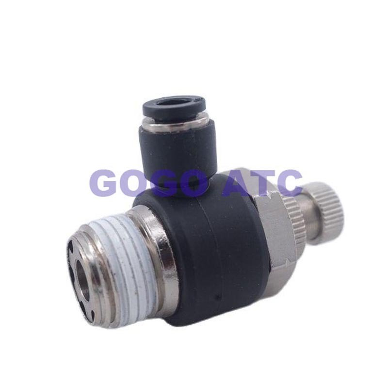 New Inch air pipe quick insert SC1/4 3/8 5/32 5/16 1/2 3/16 American NPT male thread regulating valve L type speed control valve