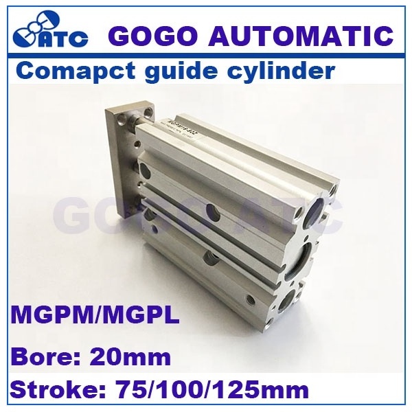 GOGO ATC Bore 20mm stroke 75/100/125mm compact guide cylinder MGPM Slide bearing/MGPL Ball bushing smc type linear actuator