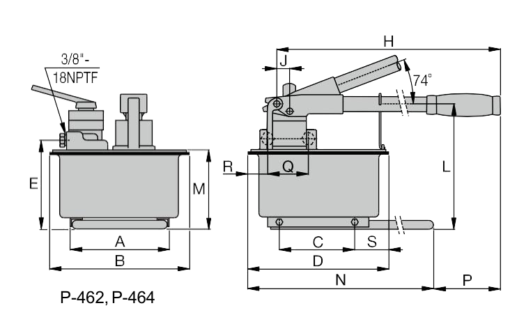 P464 700 Bar High Pressure Enperac Two Speed Manual Hydraulic Hand Pump for Double Acting Oil Cylinder