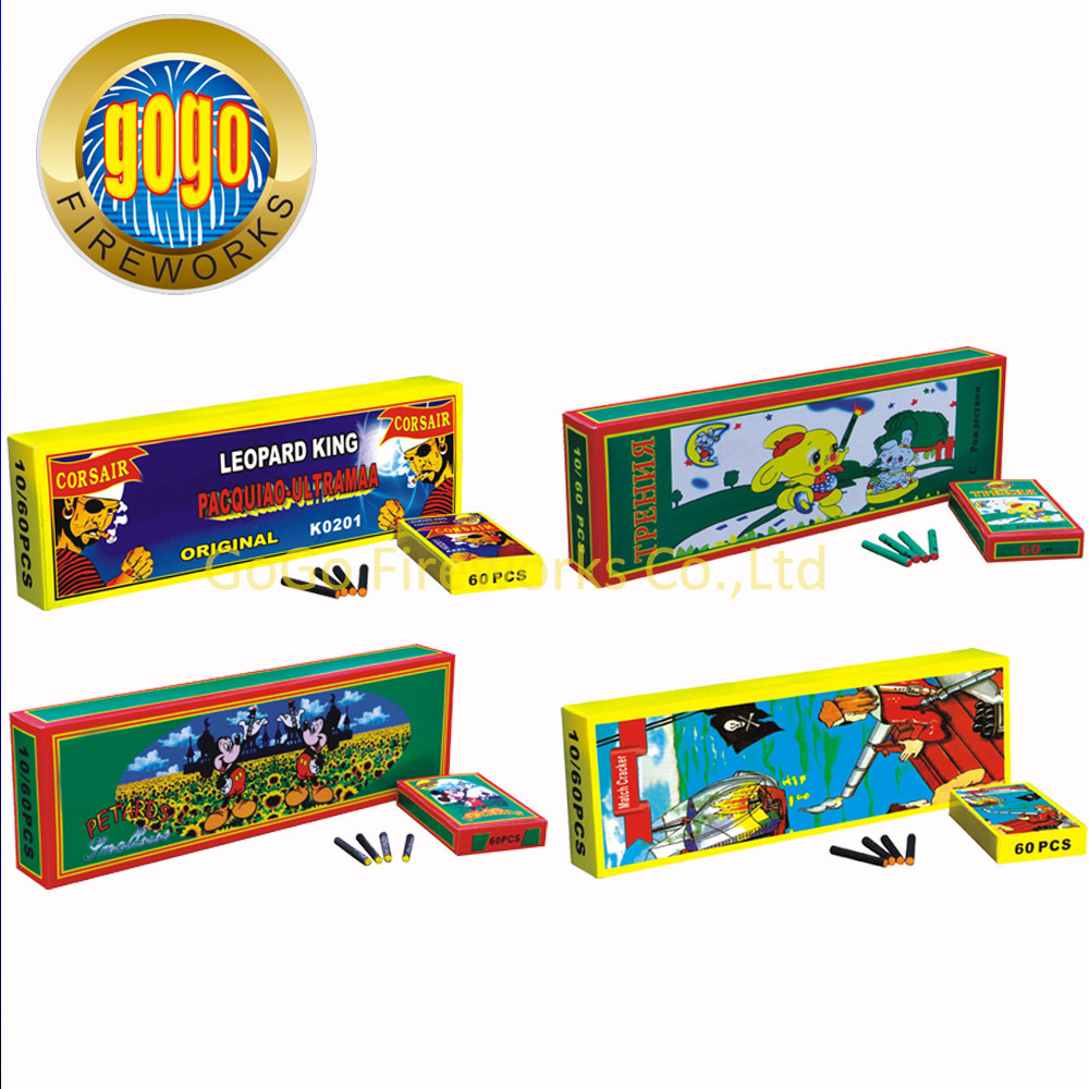 K0201 1#1 Bang Match Crackers Firecracker Packing In 60/10/60 With Black Paper Tubes And Yellow Boxes