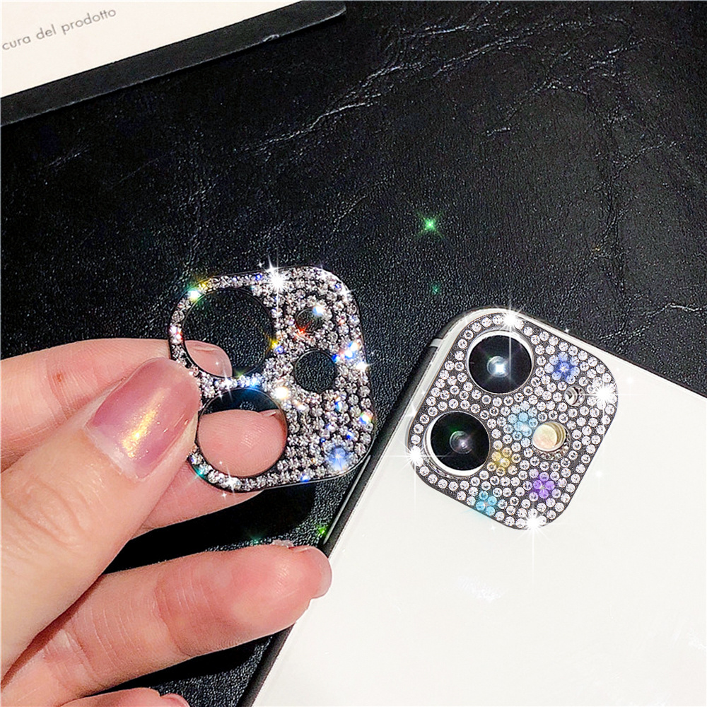 Bling Diamond Crystal Camera Protector cellphone Camera Lens Protective Decoration Sticker Compatible with iPhone 11 12 pro max