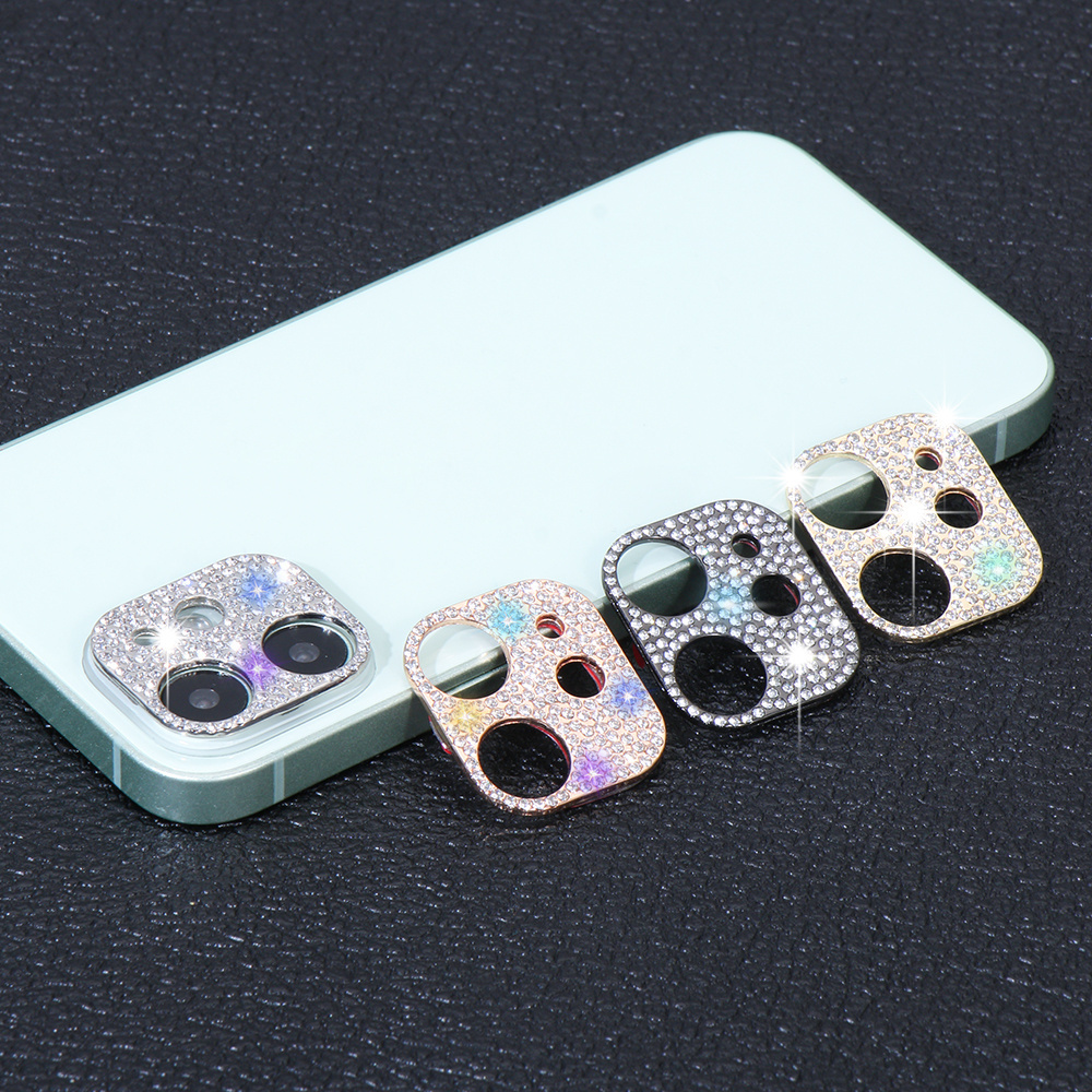 Bling Diamond Crystal Camera Protector cellphone Camera Lens Protective Decoration Sticker Compatible with iPhone 11 12 pro max