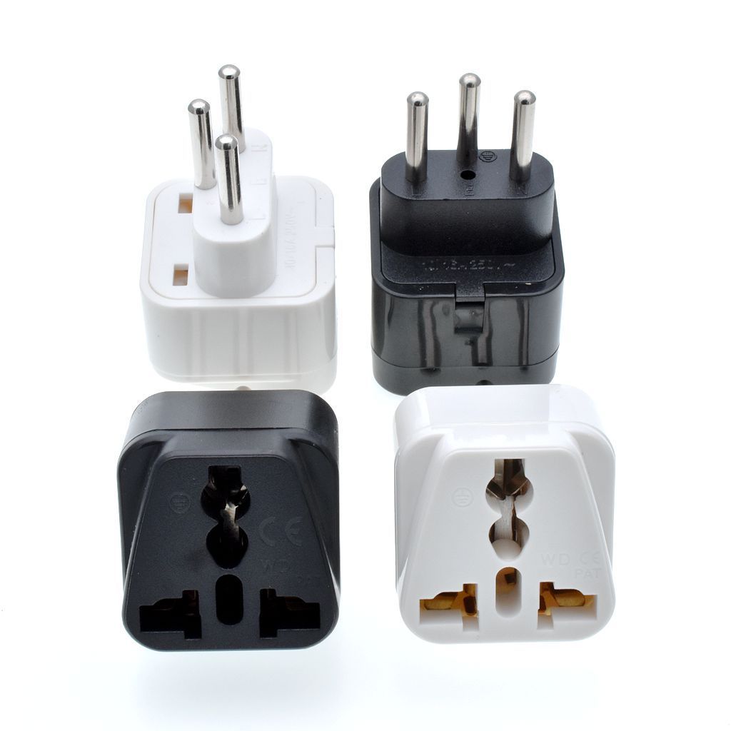 black/white Universal UK Europe AU USA to Brazil Grounded Travel Adapter Plug wall socket Brazil PLUG