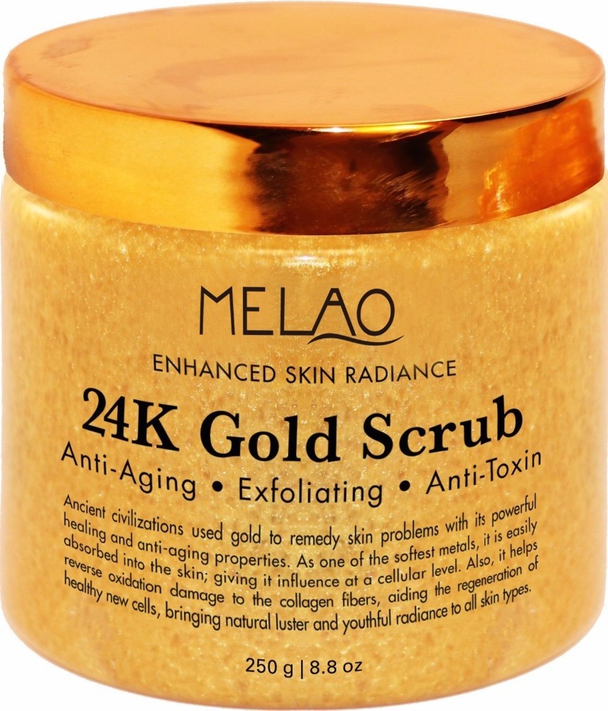 MELAO Pure 24K Gold Body Scrub Foot Massage Cream Remove Dead Skin Fregar Anti Aging Exfoliating Mud