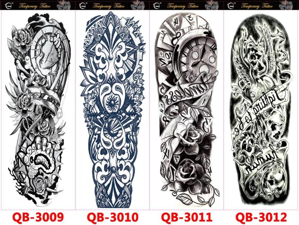 Full Flower Temporary Tattoo Sticker Arm Tattoo Sticker Skull Lion Dragon Body Paint Waterproof Transfer  Tattoo Sleeve