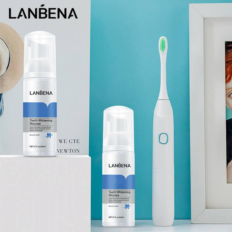 LANBENA Teeth Whitening Mousse Tooth Whitening Cleaning White Teeth Oral Hygiene Toothpaste Bleaching Remove Stains Dental Tool