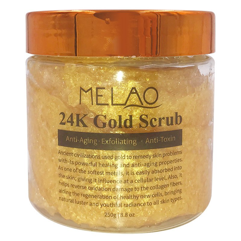 MELAO Pure 24K Gold Body Scrub Foot Massage Cream Remove Dead Skin Fregar Anti Aging Exfoliating Mud