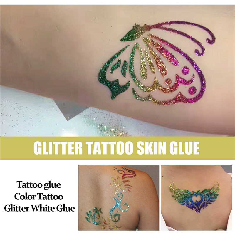 EELHOE 8ml glitter tattoo skin white glue halloween carnival themed parties hair face body flash color tattoo eye makeup paint