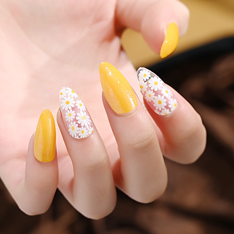 24pcs set leopard water drop russian color extra long c curve nail tips bulk wearing nail sticker with jelly glue