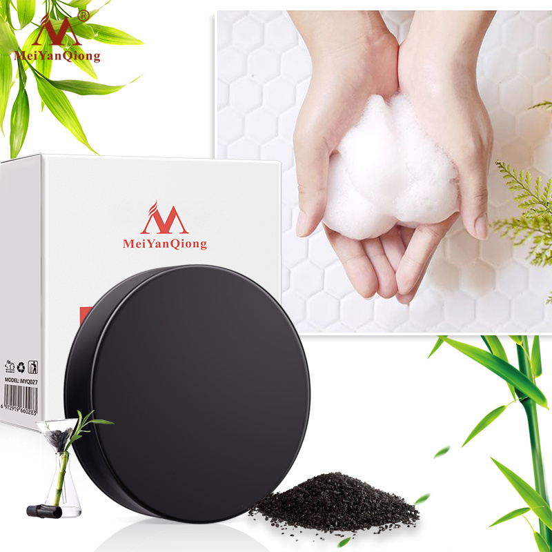 MeiYanQiong Activated Bamboo Charcoal Crystals Natural Handmade Organic Soap Blackhead Removing Oil Controlling Hand Soap