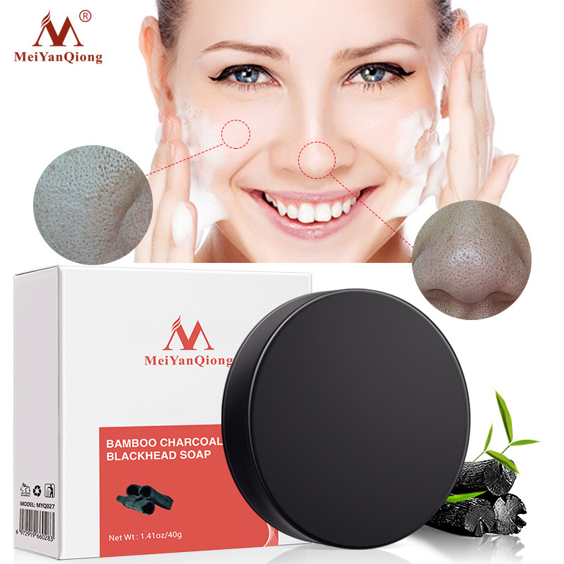 MeiYanQiong Activated Bamboo Charcoal Crystals Natural Handmade Organic Soap Blackhead Removing Oil Controlling Hand Soap